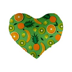 Fruit Tropical Pattern Design Art Standard 16  Premium Flano Heart Shape Cushions