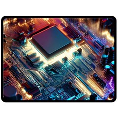 Ai Generated Motherboard City Technology Tech Cpu Fleece Blanket (large) by Jancukart