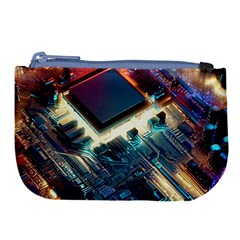 Ai Generated Motherboard City Technology Tech Cpu Large Coin Purse by Jancukart