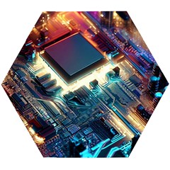 Ai Generated Motherboard City Technology Tech Cpu Wooden Puzzle Hexagon by Jancukart