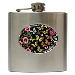 Flowers Butterfly Blooms Flowering Spring Hip Flask (6 Oz) by Jancukart