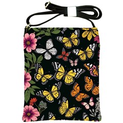 Flowers Butterfly Blooms Flowering Spring Shoulder Sling Bag