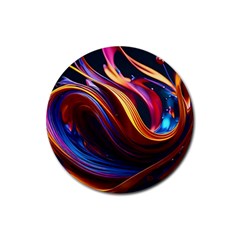 Ai Generated Waves Splash Liquid Paint Wall Rubber Coaster (round) by Jancukart