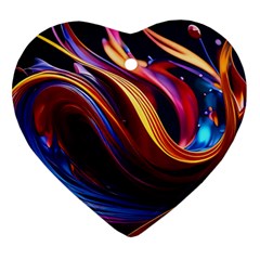 Ai Generated Waves Splash Liquid Paint Wall Heart Ornament (two Sides) by Jancukart
