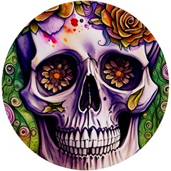 Gothic Sugar Skull Uv Print Round Tile Coaster by GardenOfOphir