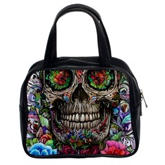 Retro Floral Skull Classic Handbag (two Sides) by GardenOfOphir