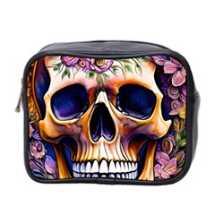 Bone Skull Floral Mini Toiletries Bag (two Sides) by GardenOfOphir