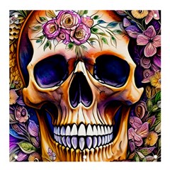 Bone Skull Floral Banner And Sign 4  X 4  by GardenOfOphir