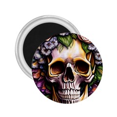 Death Skull Floral 2.25  Magnets