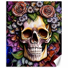 Death Skull Floral Canvas 20  X 24  by GardenOfOphir