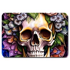 Death Skull Floral Large Doormat