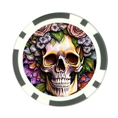 Death Skull Floral Poker Chip Card Guard by GardenOfOphir