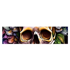 Death Skull Floral Oblong Satin Scarf (16  x 60 )