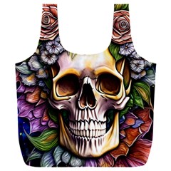 Death Skull Floral Full Print Recycle Bag (XXL)