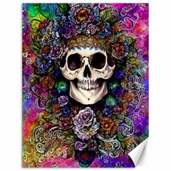 Dead Cute Skull Floral Canvas 12  X 16  by GardenOfOphir