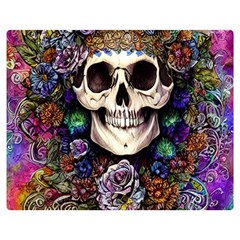 Dead Cute Skull Floral Two Sides Premium Plush Fleece Blanket (medium)