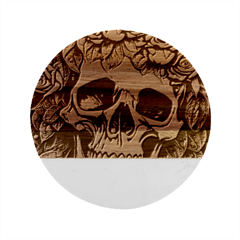 Skull Dead Marble Wood Coaster (round) by GardenOfOphir