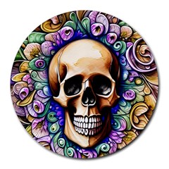 Gothic Skull Round Mousepad by GardenOfOphir