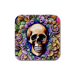 Gothic Skull Rubber Square Coaster (4 Pack) by GardenOfOphir