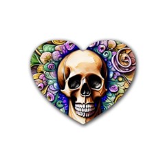 Gothic Skull Rubber Heart Coaster (4 Pack) by GardenOfOphir