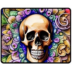 Gothic Skull Two Sides Fleece Blanket (medium) by GardenOfOphir