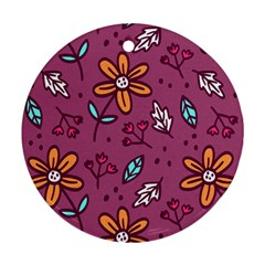 Flowers Petals Leaves Foliage Ornament (round)