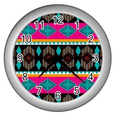 Abstract Art Pattern Design Vintage Wall Clock (silver)