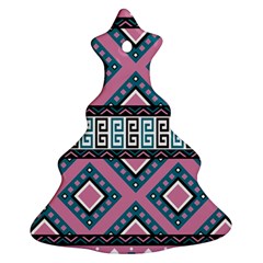 Pink Pattern Design Vintage Christmas Tree Ornament (two Sides)