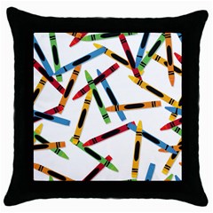 Crayons Color Pencils Stationary Throw Pillow Case (black) by Ravend
