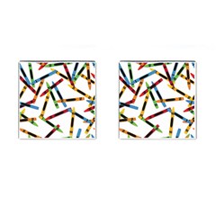 Crayons Color Pencils Stationary Cufflinks (square)