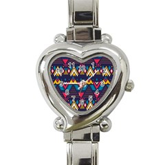 Pattern Colorful Aztec Heart Italian Charm Watch by Ravend