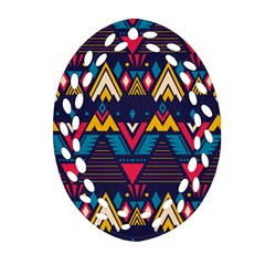 Pattern Colorful Aztec Oval Filigree Ornament (two Sides) by Ravend