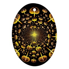 Mushroom Fungus Gold Psychedelic Ornament (oval)