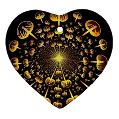 Mushroom Fungus Gold Psychedelic Ornament (heart)