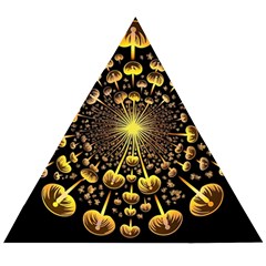 Mushroom Fungus Gold Psychedelic Wooden Puzzle Triangle