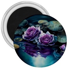 Roses Water Lilies Watercolor 3  Magnets by Ravend