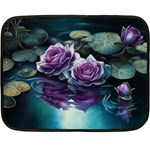 Roses Water Lilies Watercolor Fleece Blanket (Mini) 35 x27  Blanket