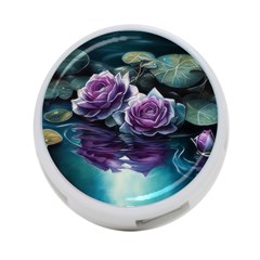 Roses Water Lilies Watercolor 4-port Usb Hub (one Side)