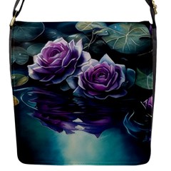 Roses Water Lilies Watercolor Flap Closure Messenger Bag (s)