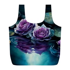 Roses Water Lilies Watercolor Full Print Recycle Bag (l)