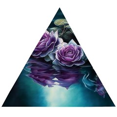 Roses Water Lilies Watercolor Wooden Puzzle Triangle by Ravend