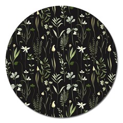 Plants Floral Art Pattern Design Magnet 5  (round)