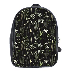 Plants Floral Art Pattern Design School Bag (large) by Ravend