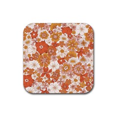 Flowers Petals Leaves Floral Print Rubber Coaster (square)