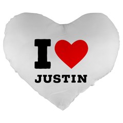 I Love Justin Large 19  Premium Heart Shape Cushions by ilovewhateva