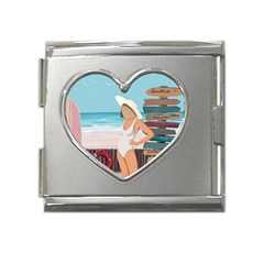 Vacation On The Ocean Mega Link Heart Italian Charm (18mm)