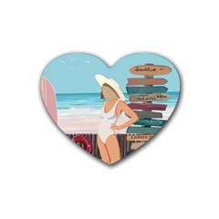 Vacation On The Ocean Rubber Heart Coaster (4 Pack) by SychEva
