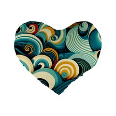 Waves Ocean Sea Abstract Whimsical (1) Standard 16  Premium Heart Shape Cushions by Jancukart