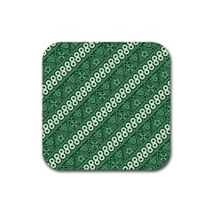 Batik-green Rubber Coaster (Square)