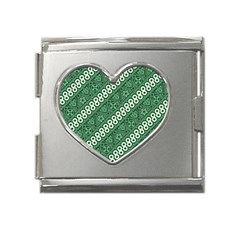 Batik-green Mega Link Heart Italian Charm (18mm) by nateshop